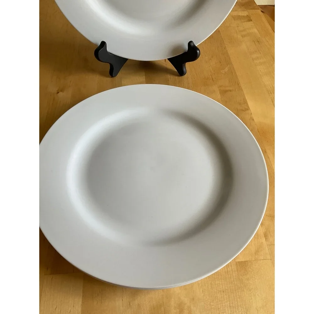 Porto Blanco by Sakura White Dinner Plates Set of 3 Round Stoneware 10.75 in